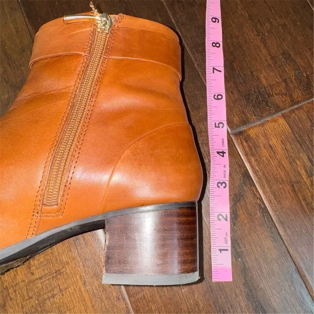 Essex Lane Women's 8.5 Caramel‎ Cognac Brown Block Heel Ankle Booties
